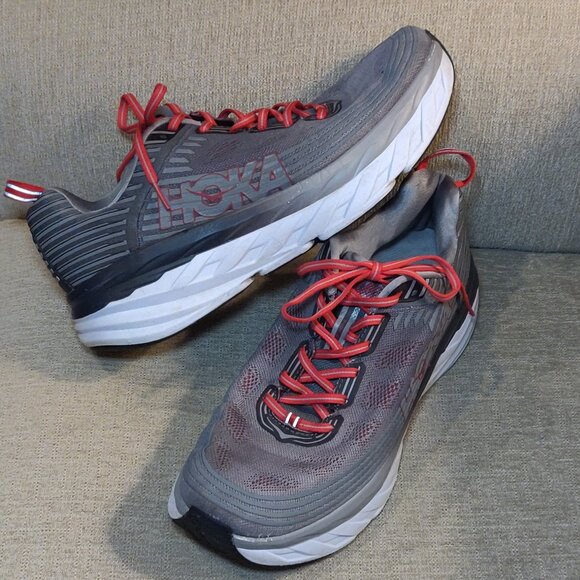 Hoka Men's Bondi 6 Running Shoe Red/Grey SIZE US 12.5 - Picture 1 of 9